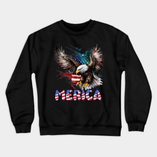 4th Of July Merica Patriotic USA Flag Bald Eagle Crewneck Sweatshirt